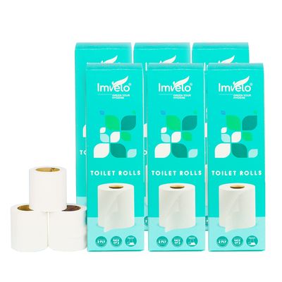 Imvelo 2 Ply Toilet Tissue Rolls - 3240 Pulls (180 Pulls x 18 Rolls) Soft, Highly Absorbent, Septic Safe, 100% Virgin Pulp, OBA-Free Tissue Paper Roll, Bathroom Toilet Roll Pack of 18 - Home & Office