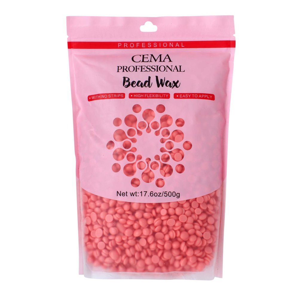 CEMA Professional Hard Wax Beads for Hair Remova | Strip-Free Microwave Wax for Face, Body, Bikini & Sensitive Skin | Easy to Apply, High Flexibility, Painless Waxing (500 Grams, Pink Wax)