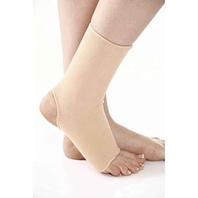 SHOP & SHOPPEE Stretchable Ankle Control Support Brace for Sprained Injury Anklet Pain Relief Ankle Support (Compression, Support, Pain Relief) (Beige) (L)