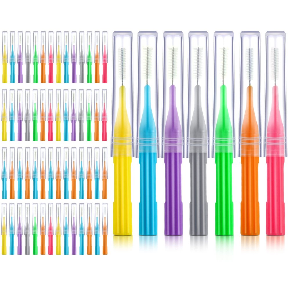 Patelai Kid 100 Pieces Braces Manual Brush For Cleaner Interdental Brush Toothpick Dental Flossing Head Oral Hygiene Flosser Tooth Cleaning Tool (Stylish Colors),Assorted