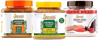 SHRUTI'S Combo of Jaggery (700 gm),Herbal Jaggery (700 gm),Pink Salt(1000 gm)(Pack of 1)