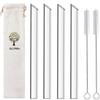 ALINK Reusable Glass Boba Straws, 14mm Extra Wide Clear Smoothie Straws for Bubble Tea, Pack of 4 with 1 Case and 2 Brush view 1