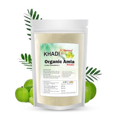 Khadi Omorose Amla Powder for Hair Growth, Skin, Drinking and Eating (100g),Pure & Natural,100 Grams { Zipper Pouch }