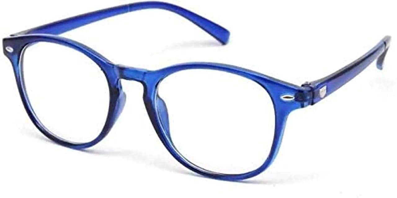 Eyewear Stylez Bifocal Reading Glasses For Men Bifocal Reading Glasses For Women 1.00 1.25 1.50 1.75 2.00 2.25 2.50 2.75 3.00 Round Blue (Distance Plano/Reading + 2.25, Without Anti Glare)