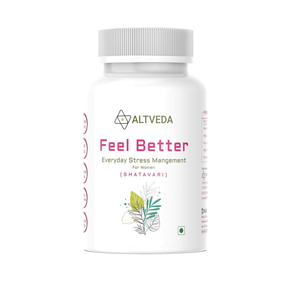 Feel Better For Women | Shatavari Extract Supplement | Reduces Stress & Anxiety | Enhance Hormonal Balance | Enhances Energy & Strength | 60 Capsule 450mg Each (Pack of 1)