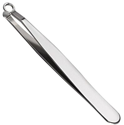 Anvirtue Universal Nose Hair Trimming Tweezers, Stainless Steel Eyebrow Trimmer, Friendly Round Tip, No Mirror Needed Easy Cut, for Noses, Sideburns, Brow, Body (1PC)