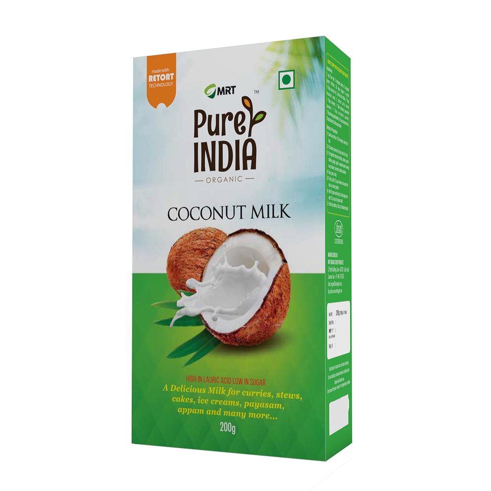 Pure India Coconut milk 200 gm,Pack of 8, Unsweetened, From Selected Coconuts for Richness and Flavour