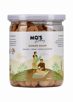 Mo's Ginger Snaps, 200 G| Vegan | Gut Friendly Ginger Snap Cookies for Kids and Adults | 100% Natural & Preservatives Free
