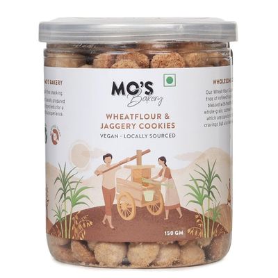 Mo's Wheatflour & Jaggery Cookies, 150 G | Cookies without Maida and refined sugar | Healthy Snack For Kids And Adults| Rich in Taste and Nutrition