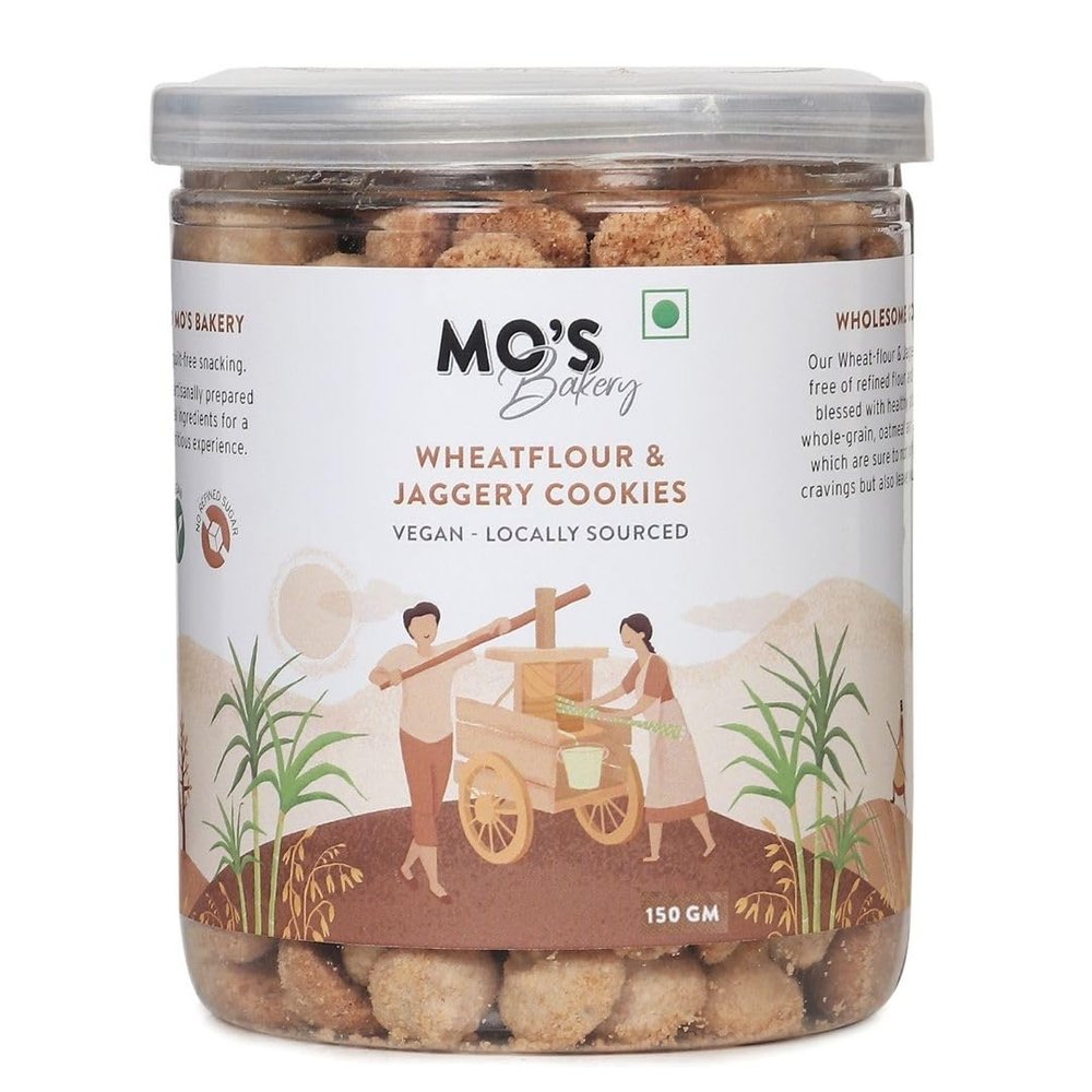 Mo's Wheatflour & Jaggery Cookies, 150 G | Cookies without Maida and refined sugar | Healthy Snack For Kids And Adults| Rich in Taste and Nutrition