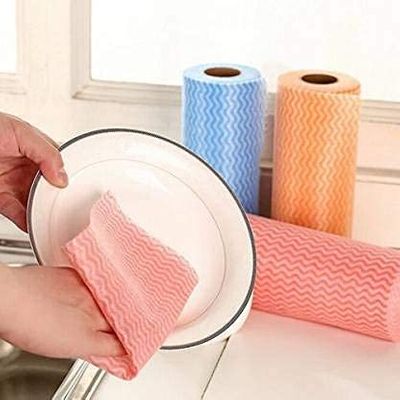 Mishrit Kitchen Reusable Super Absorbent Cleaning Wipes Towel Paper Roll (Pack of 2).