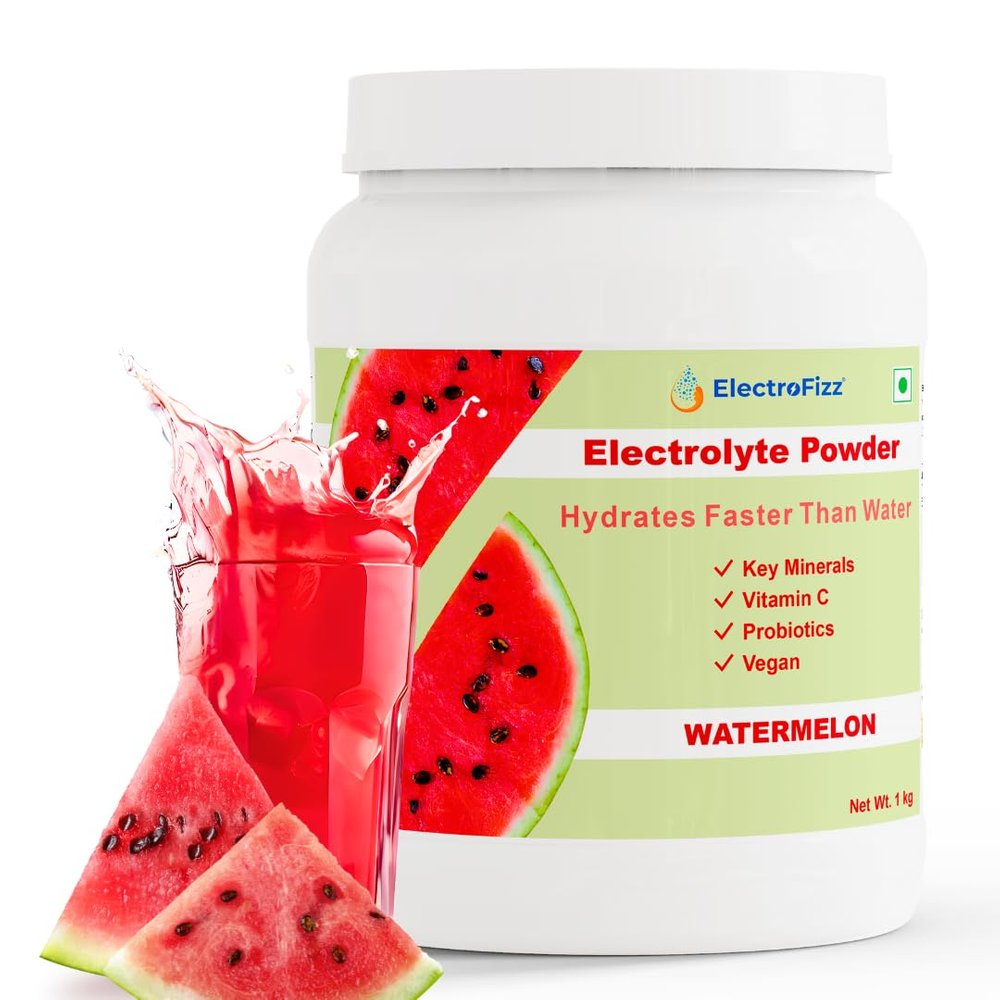 ElectroFizz Electrolyte Powder 100 Servings|Electrolyte Powder With Probiotics & Vitamin C|Instant Energy Drink For Workout For Men & Women- 1 Kg Jar Pack (Watermelon,1 Count)