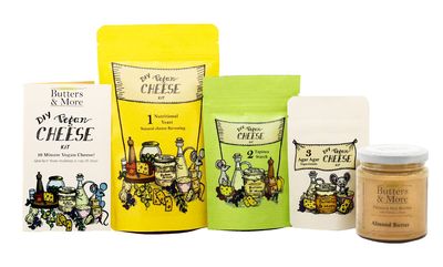 Butters & More DIY Vegan Almond Cheeze Kit. Make Upto 700g of Vegan Cheeze in 10 mins. (Included: Almond Butter+Nutritional Yeast+Tapioca Starch+Instruction Manual) (DIY Vegan Cheeze Kit)