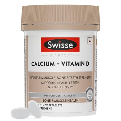 Swisse Calcium + Vitamin D - Supports Stronger Bones, Immunity & Muscle Health (Manufactured In Australia) 90 Tablets (1 Tablet Per Serving)