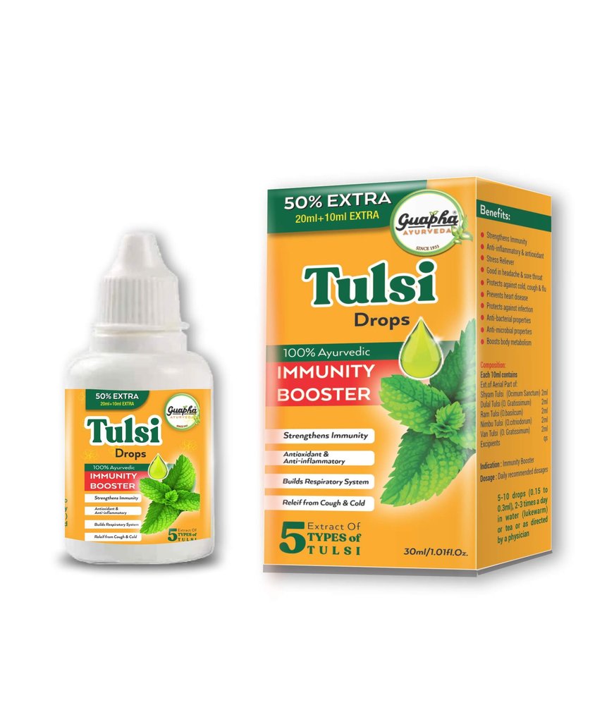 Guapha Ayurveda Tulsi Drops 60ml - Pack of 2 of 30ml each (60ml)