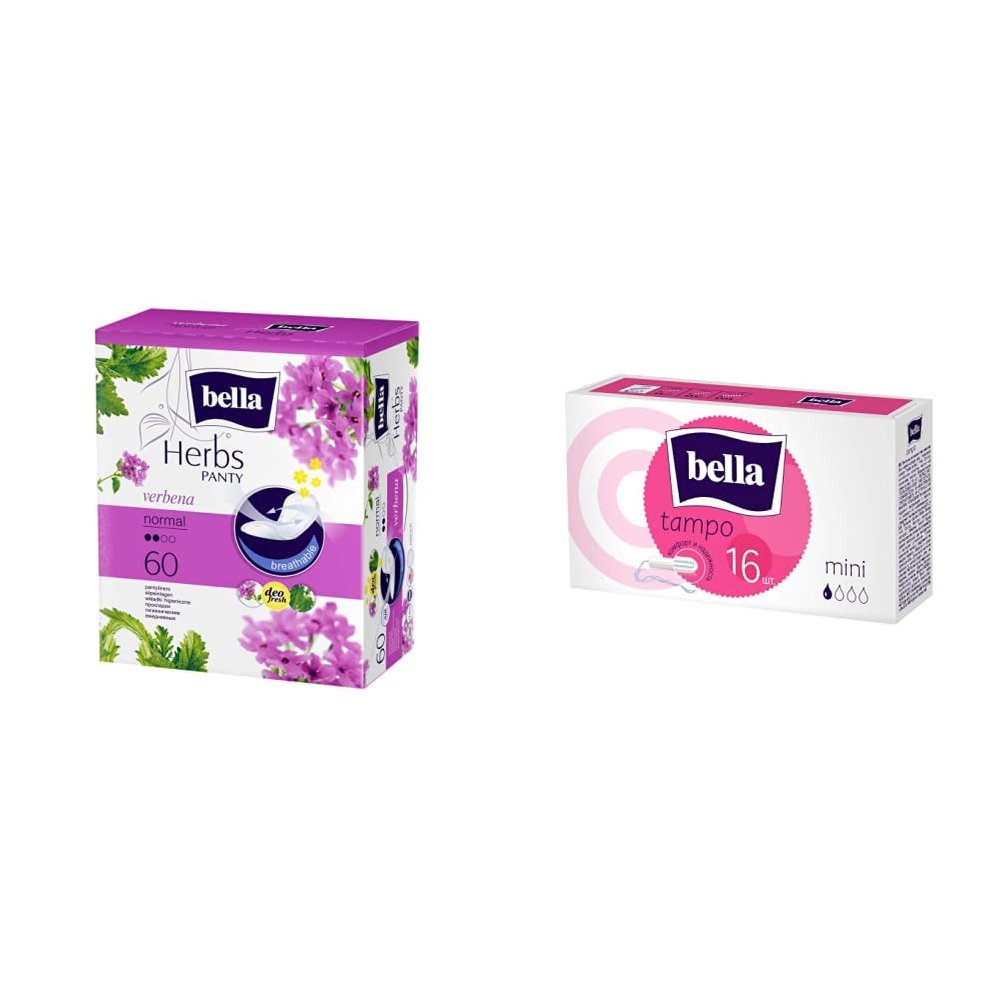 Bella Herbs Panty Liners, 60 Pieces (Verbena) & Bella Tampo Mini Easy Twist 16 Pieces