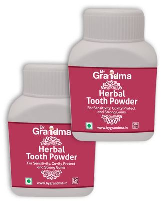 ByGrandma Sensitivity Relief And Herbal Tooth Powder | 100% Natural & Homemade - 120 Gm | Helps In Bad Breath, Sensitivity Problem, Tooth Decay (Pack of 2)
