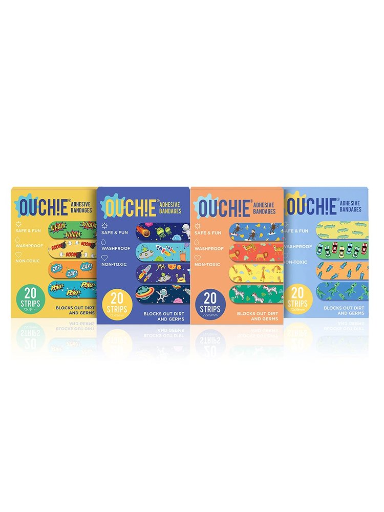 Aya Papaya Ouchie Non-Toxic Printed Jumbo Pack (80 Pack) - Yellow, Space Blue, Orange, Blue