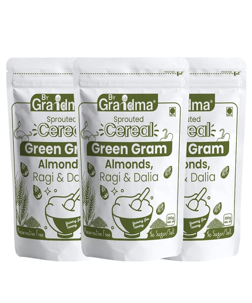 ByGrandma Veggies & Nuts With Sprouted Cereal  Sprouted Cereal Green Gram, Almond, Ragi and Dalia healthy Food For Kids | Preservative Free Instant health drink Mix for little ones | 840g