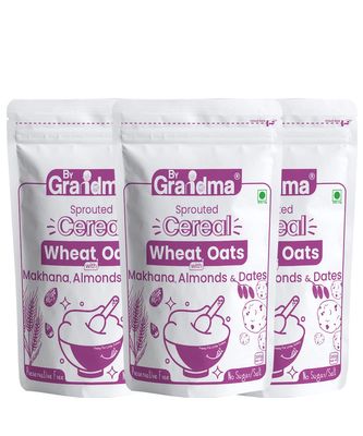 ByGrandma Sprouted Cereal Mix Sprouted Wheat, Dates and Almond Wholesome Food For Kids | Preservative Free Instant Porridge Mix for Tiny Tots | 840g