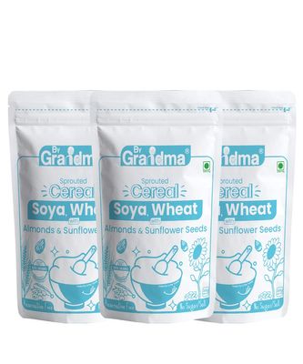 ByGrandma Sprouted Cereal Mix - Soya and Wheat with Almonds & Sunflower Seeds Instant Food For Kids | Preservative Free Instant Porridge Mix for little ones | 840g