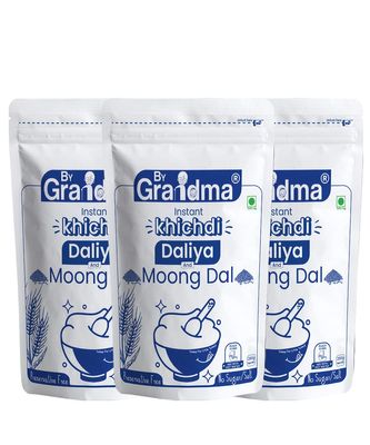 ByGrandma Kid's Sprouted Cereal Preservative Free Instant Porridge Instant Kichidi Mix with Natural Broken Wheat and Moong Dal (840g) -Package Content 3