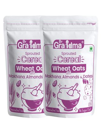 ByGrandma Sprouted Cereal Mix Sprouted Wheat, Dates and Almond Wholesome Food For Kids | Preservative Free Instant Porridge Mix for Tiny Tots | 560g