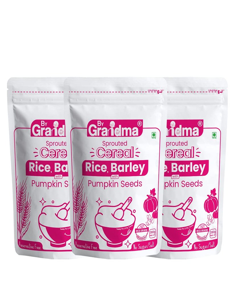 Bygrandma Sprouted Cereal Mix - Rice, Barely with Pumpkin seeds Instant Food For little ones | Preservative Free Instant Porridge Mix for kids | 840g