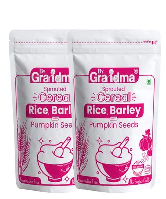 Bygrandma Sprouted Cereal Mix - Rice, Barely with Pumpkin seeds Instant Food For little ones | Preservative Free Instant Porridge Mix for kids | 560g