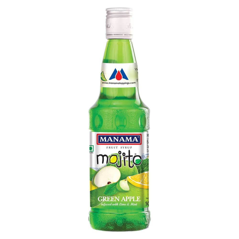 Manama Green Apple Mojito Flavoured Syrup Mixer for Mocktails and Cocktails, 500ML