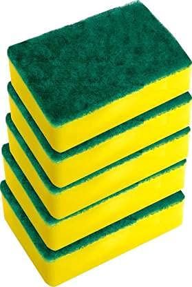 HONEST SERVISH || Multipurpose Scrub Pad with Sponge Pad 2 in 1 Kitchen Scrubber Non-Scratch Suitable for Dish/Utensils/Tiles/Washbasin 3 Times Softer and Better Than Normal Scrubber (Pack of 5)