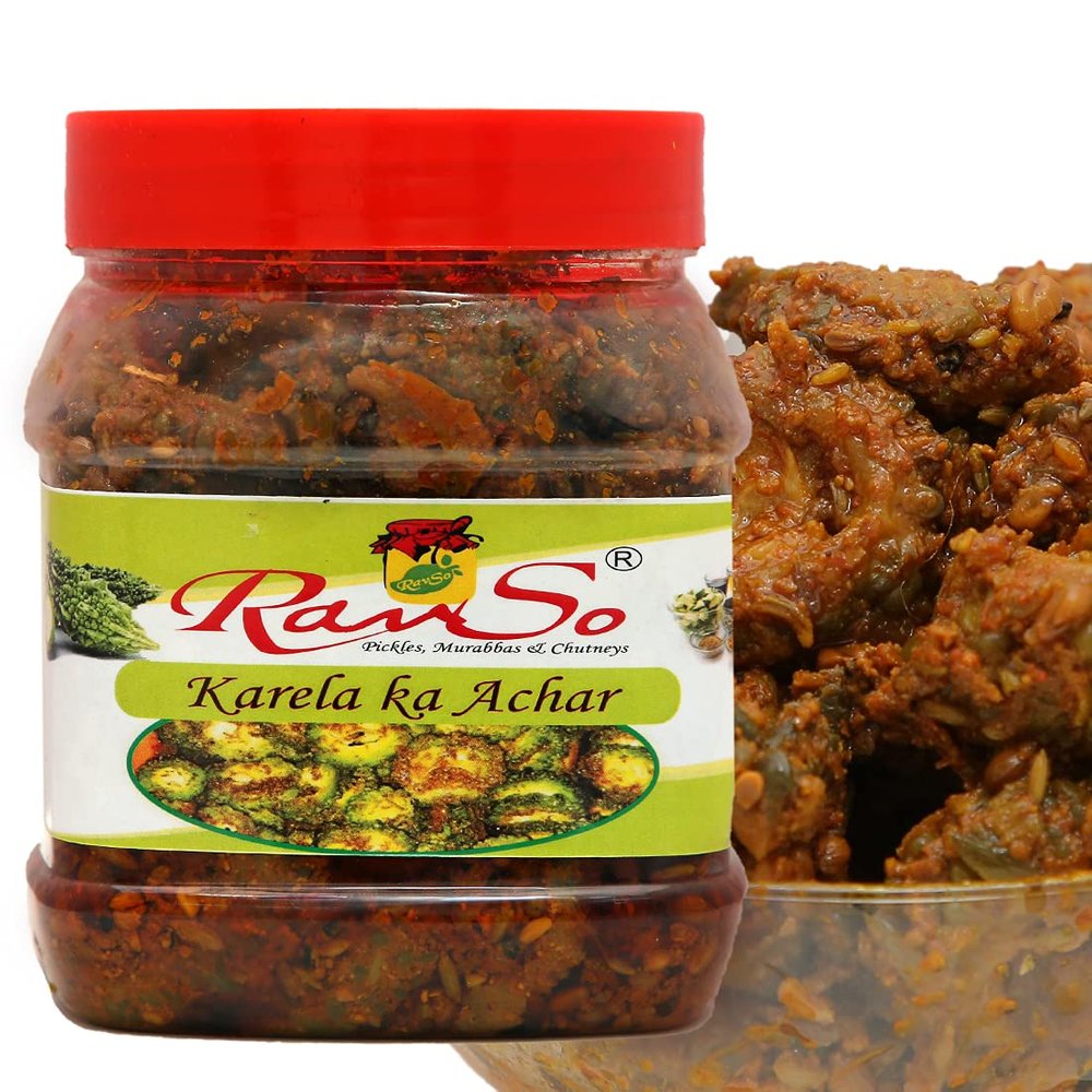 Advait Indian Home and Hand Made Organic karela Pickle desi karela ka achar gher mai bana achar maa ke Hath se bani Homemade receipe 800 gm