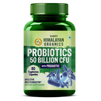 Vlado's Himalayan Organics Probiotics 50 Billion CFU - 20 Strain + 150mg Prebiotic Supplement | Good For Digestive, Gut health, Immunity, For Bloating, Gas, Indigestion, IBS, IBD, Gut Health, | For Men And Women - 60 Vegetarian Capsules