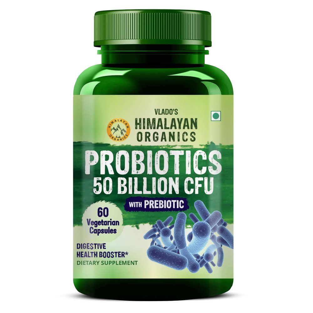 Vlado's Himalayan Organics Probiotics 50 Billion CFU - 20 Strain + 150mg Prebiotic Supplement | Good For Digestive, Gut health, Immunity, For Bloating, Gas, Indigestion, IBS, IBD, Gut Health, | For Men And Women - 60 Vegetarian Capsules