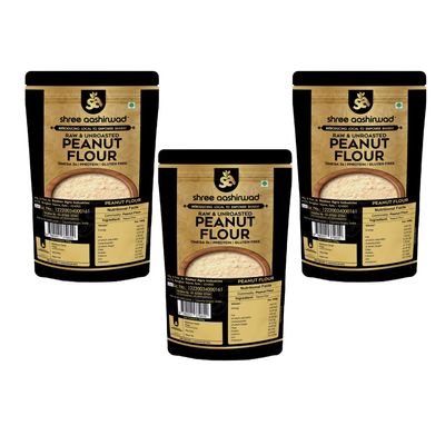 Shree Aanantam Peanut Flour - 3x900gr| All Natural | Vegan | Gluten Free Ingredients | Non-GMO | Indian Origin | Protein Rich