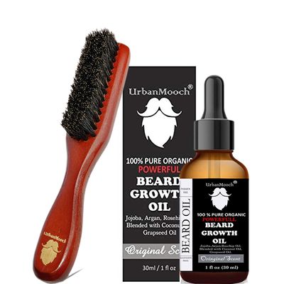 UrbanMooch Beard Gooming Kit for Men | Organic Beard Growth Oil | Boar Bristle Beard Brush Combo Set | Promotes Beard Growth, Nourishes | Grow & Style Your Beard The Way You Want
