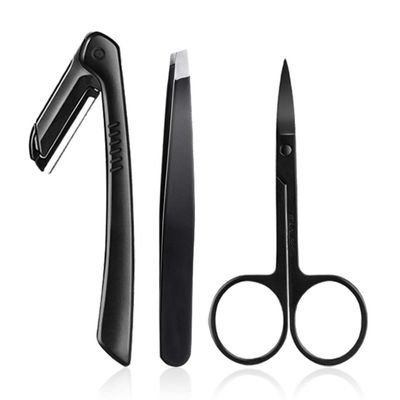 Anjetan 3PCS Eyebrow Grooming Set Stainless Steel Portable Eyebrow Tool Eyebrow Scissors Eyebrow Care Kit Eyebrow Tool Eyebrow Tweezers for Women