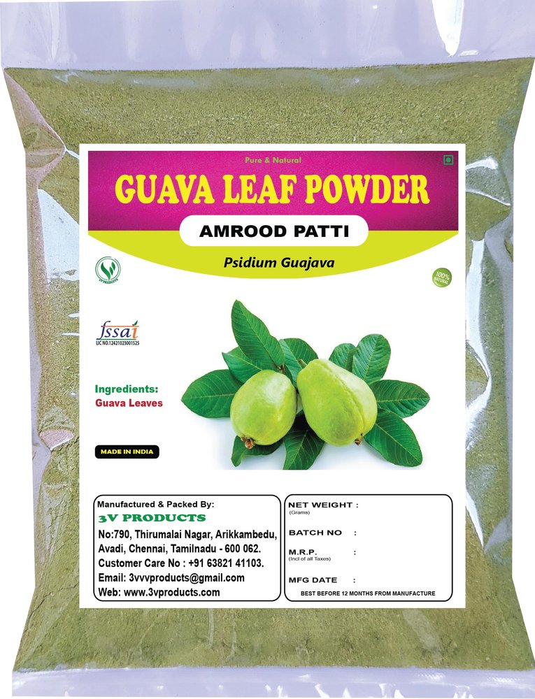 3V PRODUCTS: Guava Leaf Powder 200g | Amrood Patti | Koiya ilai | Psidium Guajava Powder