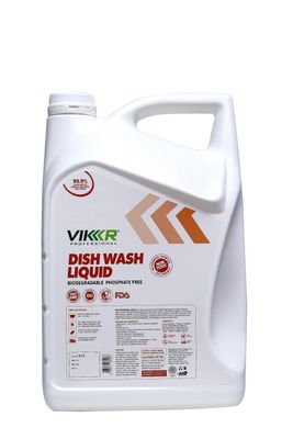 Vikr Bio Dishwash Liquid 5 Litre Kitchen Utensil Cleaner Removes Tough & Greasy Stains|Bio-Degradable|Phosphate Free|100% Natural|Non-Toxic|Eco Friendly|Caustic Free