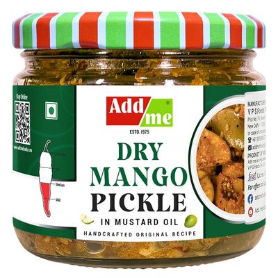 Add Me Dry Mango Pickle 300gm Less Oil Homemade Sukha North Indian Aam ka Achar Glass Jar