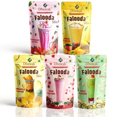Dhawak Combo of Instant Falooda Mix 100Gram Each Pouch Packs of 5