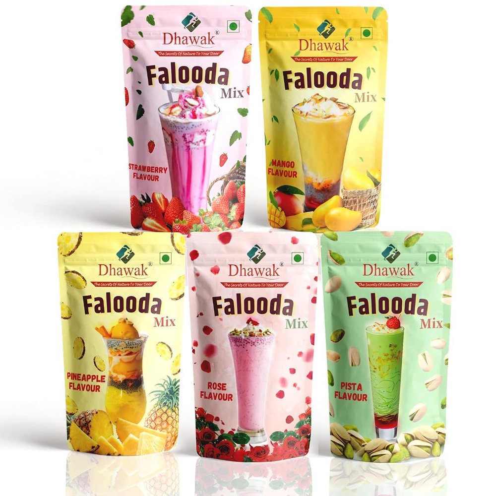 Dhawak Combo of Instant Falooda Mix 100Gram Each Pouch Packs of 5