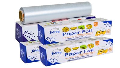 Fabby Paper FOIL | Ready to use Perfect Roll | Breathable & Plastic Free | Wrap Roti, Parantha, Sandwich, Rolls, Burgers Perfect for Packing Food Paper 1 KG (Pack of 4)