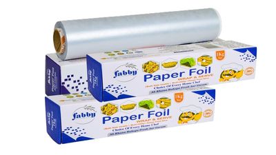 Fabby Paper FOIL | Ready to use Perfect Roll | Breathable & Plastic Free | Wrap Roti, Parantha, Sandwich, Rolls, Burgers Perfect for Packing Food Paper 1 KG (Pack of 3)