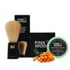 Pink Woolf Velvet Soft Bristle Shaving Brush & Shaving Soap Combo | Seabuckthorn & Aloe Vera 50g (REFILL) | Softens Beard & Enhances Wet Shaving | All Skin Types (Pack of 2) view 1