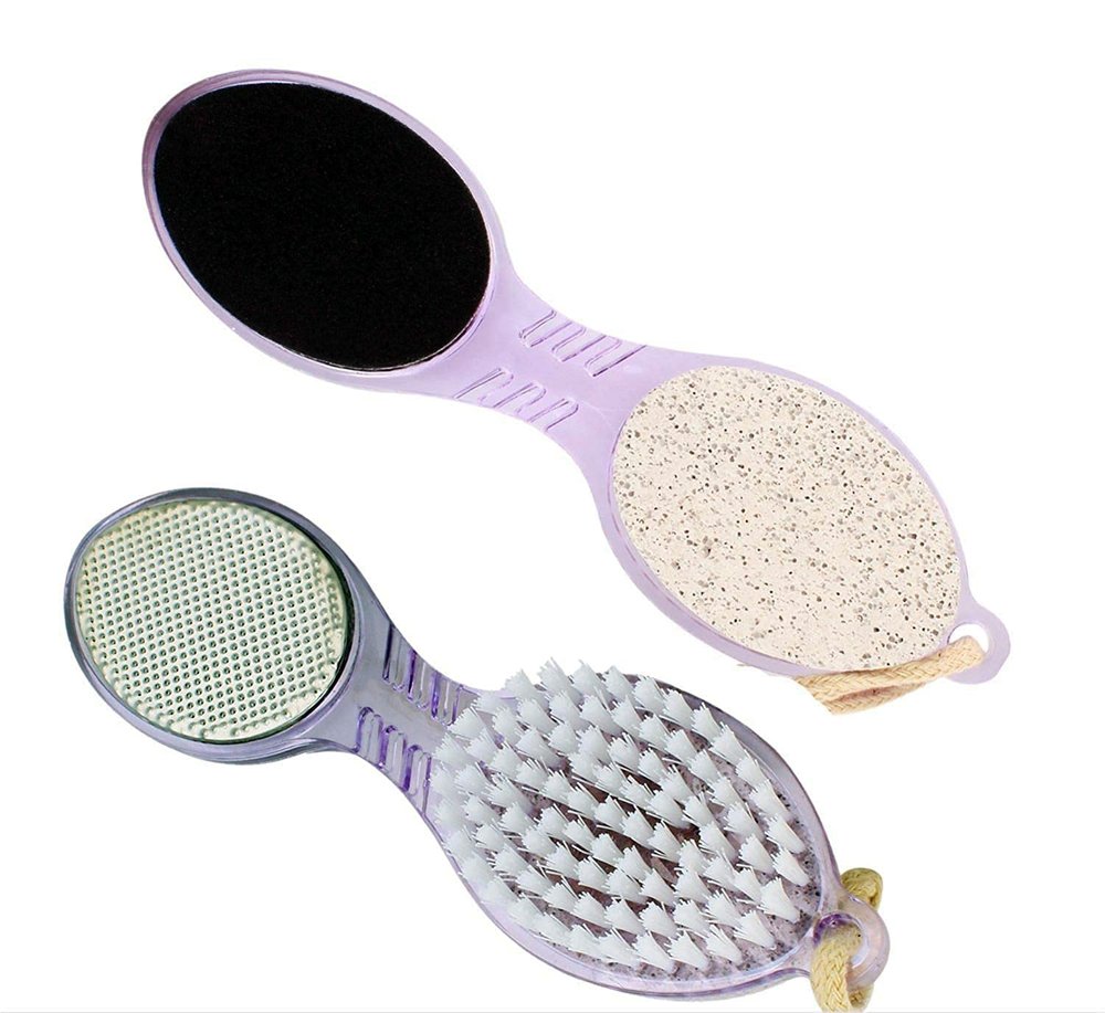 AKADO Multipurpose Plastic Double-sided 4 in 1 Foot File Callus Pedicure Remover Foot Scrubber Tool for Wet and Dry Feet premium stone (1 Pcs)