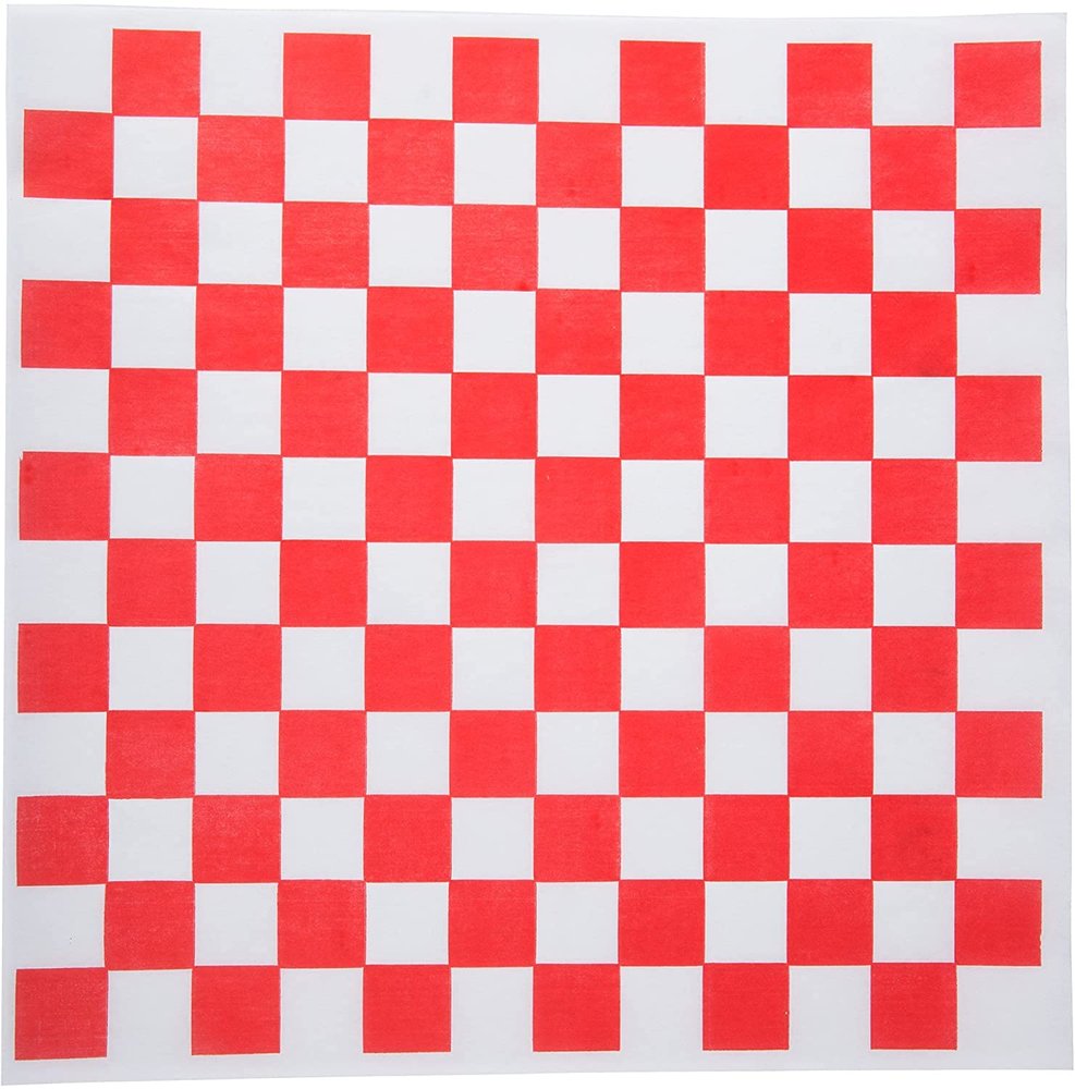 Concession Essentials 12" x 12" Red Checker Deli Squares Sandwich Wrap Paper- Pack of 100ct