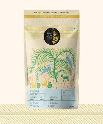Blue Tokai Coffee Roasters Dhak Blend - Dark Roast | South Indian Filter Grind 250G Pouch| Premium Coffee Blend | 100% Arabica Beans | Specialty Coffee | Freshly Roasted Ground Coffee