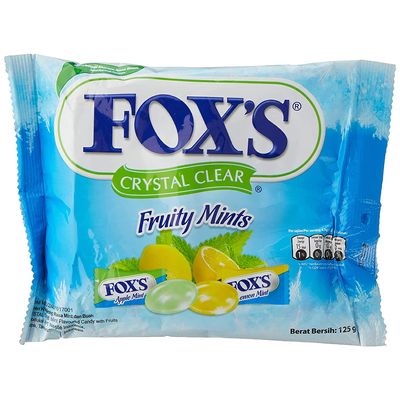 Fox's Crystal Clear Fruity Mints Oval Candy - Lemon Mint & Apple Mint, 125 g, Blue & Yellow & White