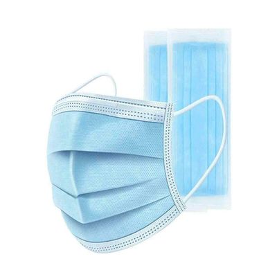 GIRIRAJ MART Anti Pollution, Ear-Loop-Disposable 3 Ply Face Mask with Adjustable Nose Pin (Blue, Pack of 500)